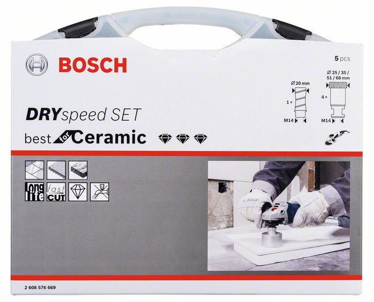 BOSCH Diamantrockenbohrer-Set Diamont Dry Speed, 5-teilig, 20 - 68 mm