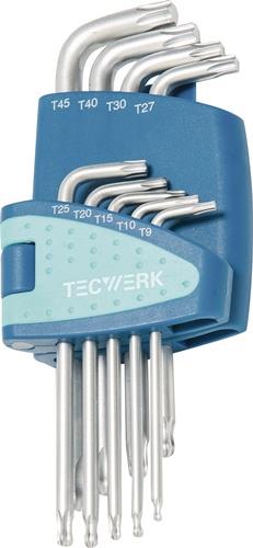 Winkelschraubendrehersatz 9-tlg.T9-T45 m.Kugelk.Ku.-Halter TECWERK