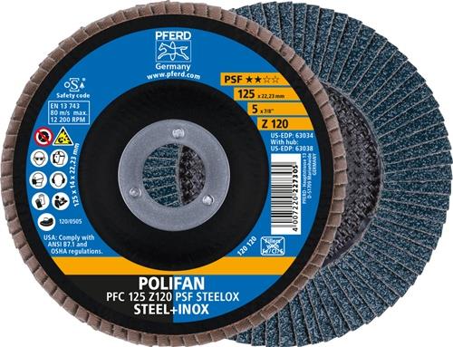 PFERD Fächerscheibe POLIFAN Z PSF STEELOX D.125mm K.120 kon.STA/INOX ZK Z PFERD