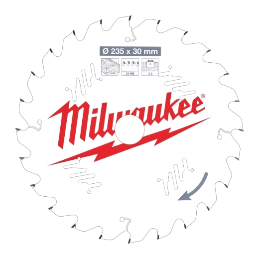 MILWAUKEE 235/30 mm Z24 Wechselzahn Kreissägeblatt Holz für Handkreissägen