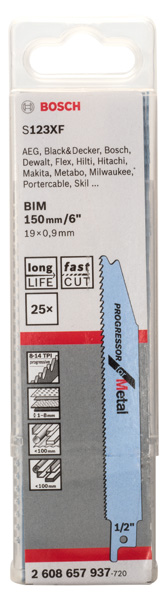BOSCH Säbelsägeblatt S 123 XF Progressor for Metal, 25er-Pack