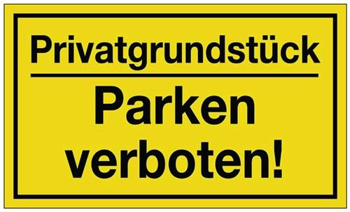 PROMAT Hinweiszeichen Privatgrundstück/Parken verboten! L250xB150mm gelb schwarz Ku.