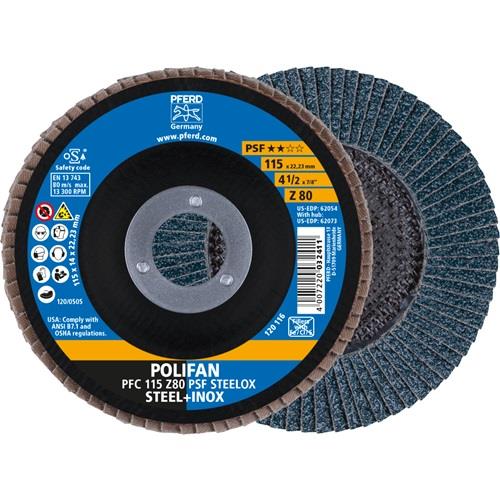 PFERD Fächerscheibe POLIFAN Z PSF STEELOX D.115mm K.80 kon.STA/INOX ZK PFERD