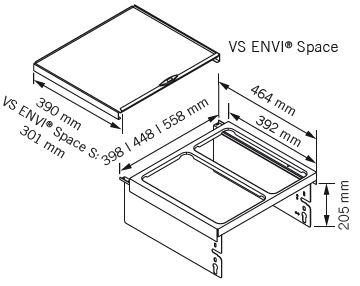 Abfalltrennsystem, ENVI-Space-800er, 1x22/1x16/2x10 l, lavagrau Vauth Sagel