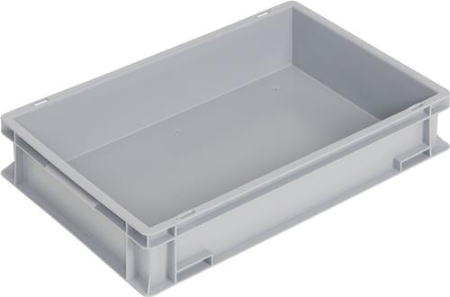 TECWERK Transportbehälter L600xB400xH120mm grau PP Muschelgr.Seitenwände geschl.TECWERK