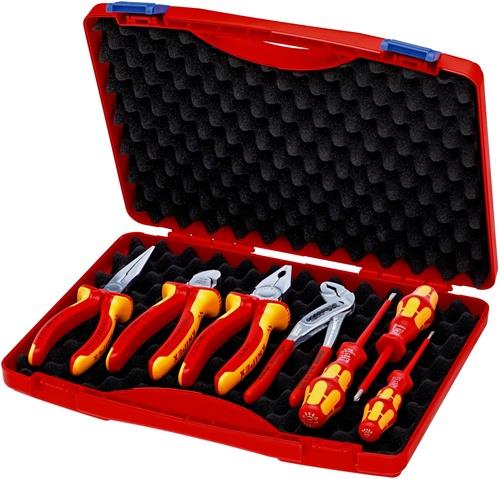 KNIPEX Zangen-/Werkzeugsatz 7-tlg.Mehrkomp.-Hüllen/Ku.-Überzug Ku.-Koffer VDE KNIPEX