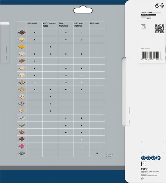 BOSCH Kreissägeblatt Multi Material, 254 x 30 x 3,2 mm, 96