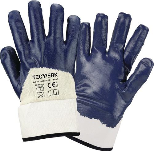 TECWERK Handschuhe Neckar Gr.9 blau Nitrilteilbeschichtung EN 388 PSA II TECWERK