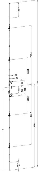 WINKHAUS Mehrfachverriegelung T-F16107 L01/28 92/8 AC4 MC,