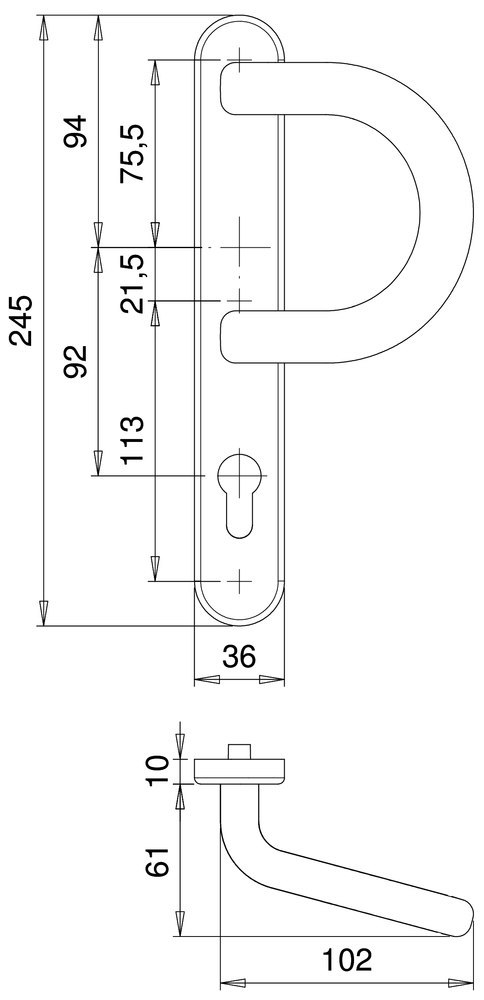 EDI Kronos  1135 Langschild Aluminium Haustür naturfarben