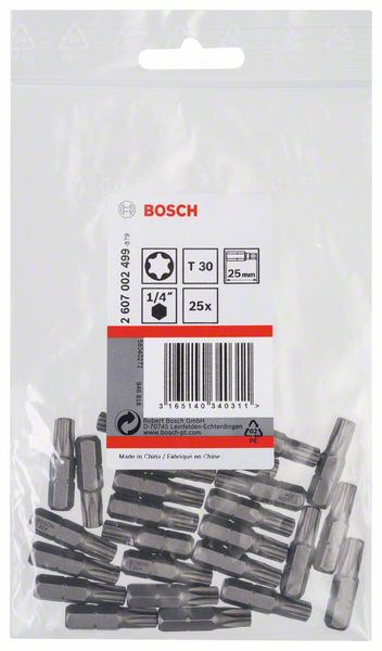 BOSCH Schrauberbit Extra-Hart T30, 25 mm, 25er-Pack