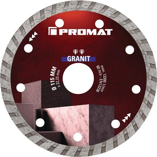 PROMAT Diamanttrennscheibe GRANIT D.115mm Bohr.22,23mm Seg.-H.7mm Seg.-S.2,2mm
