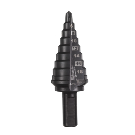 MILWAUKEE 4 bis 20 mm, 2 mm Stufen Cobalt Stufenbohrer