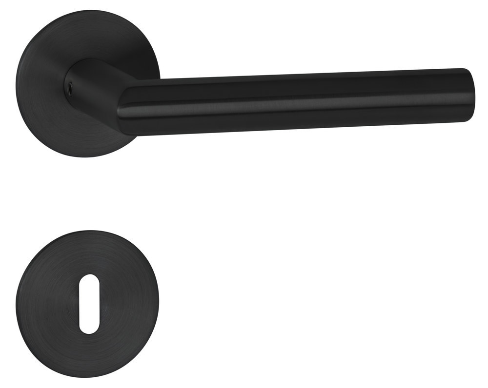 HERMAT Drückergarnitur mit Rosetten BASIC 02 1802/2636.FL, Edelstahl