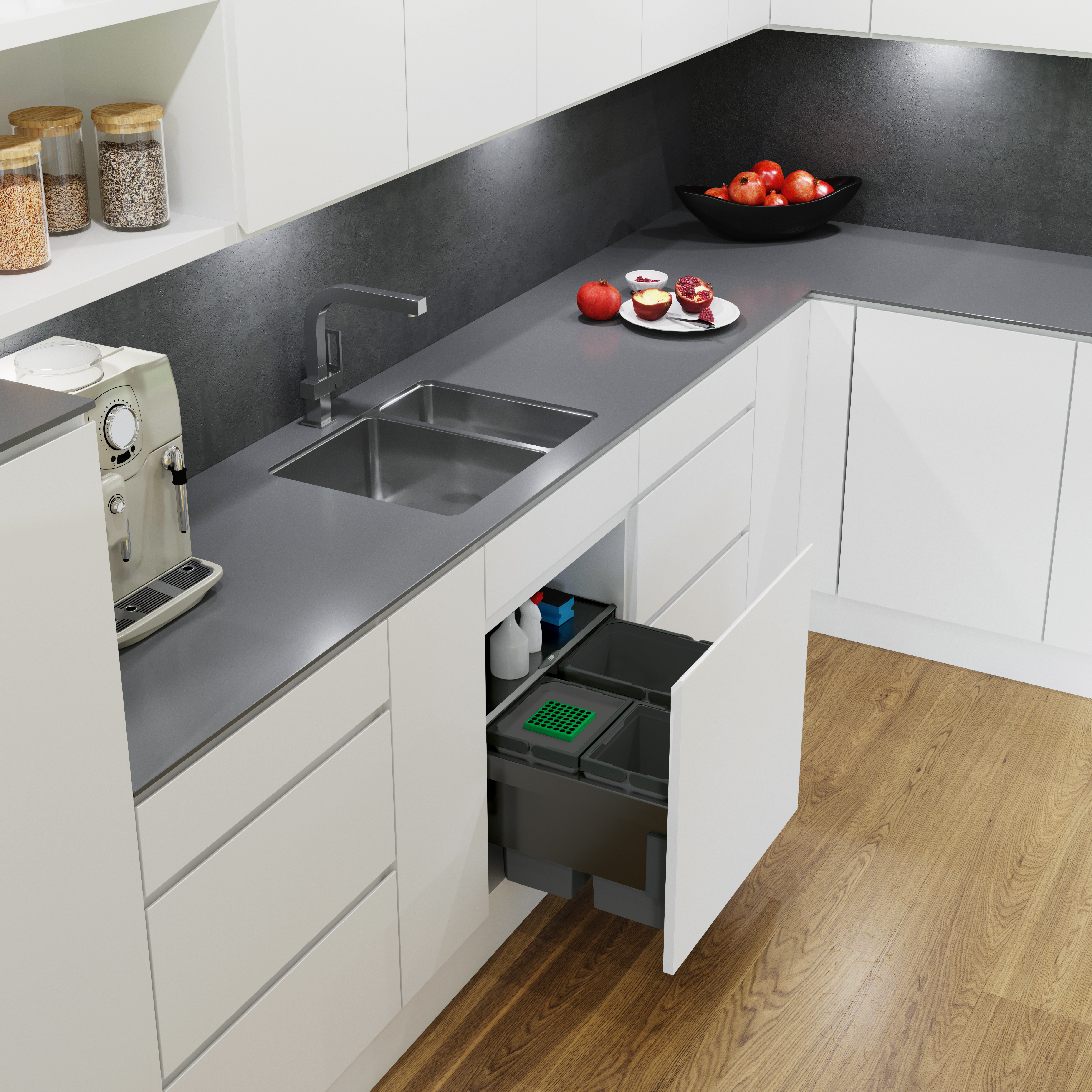 Abfalltrennsystem, ENVI-Space, 500er, 1x22/1x16 l, hellgrau Vauth Sagel