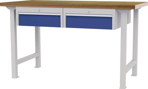 Nordwest Werkbank B1500xT750xH790-1140mm Buche-Multiplex lichtgrau/signalblau 2Schubl.