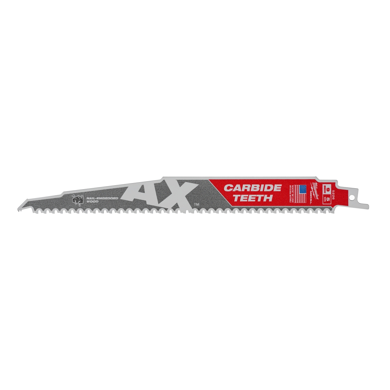 MILWAUKEE 230 x 5 mm (5 TPI) Säbelsägeblatt Demontage THE AX HM-bestückt 5er Pack