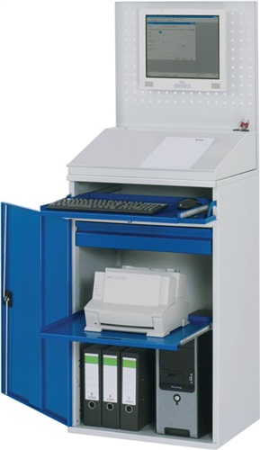 RAU Computerschrank H1770xB650xT520mm stationär blau lichtgrau Lochplatte,Pultaufs.