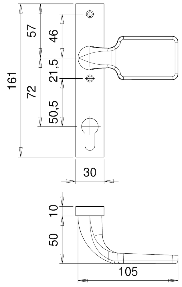 EDI Knopf auf Kurzschild Luna 1317/1020, Aluminium