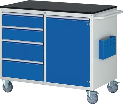 RAU Werkstattwagen Metallablage H975xB1145xT650mm lichtgrau/enzianblau 2x150,2x210mm
