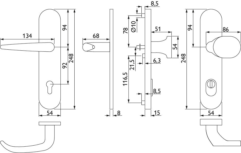 HERMAT Schutz-Wechselgarnitur mit Langschild BASIC 06 1906/2091.KS/3128, HT, Aluminium HERMAT Schutz-Wechselgarnitur mit Langschild BASIC 06 1906/2091.KS/3128, HT, Aluminium