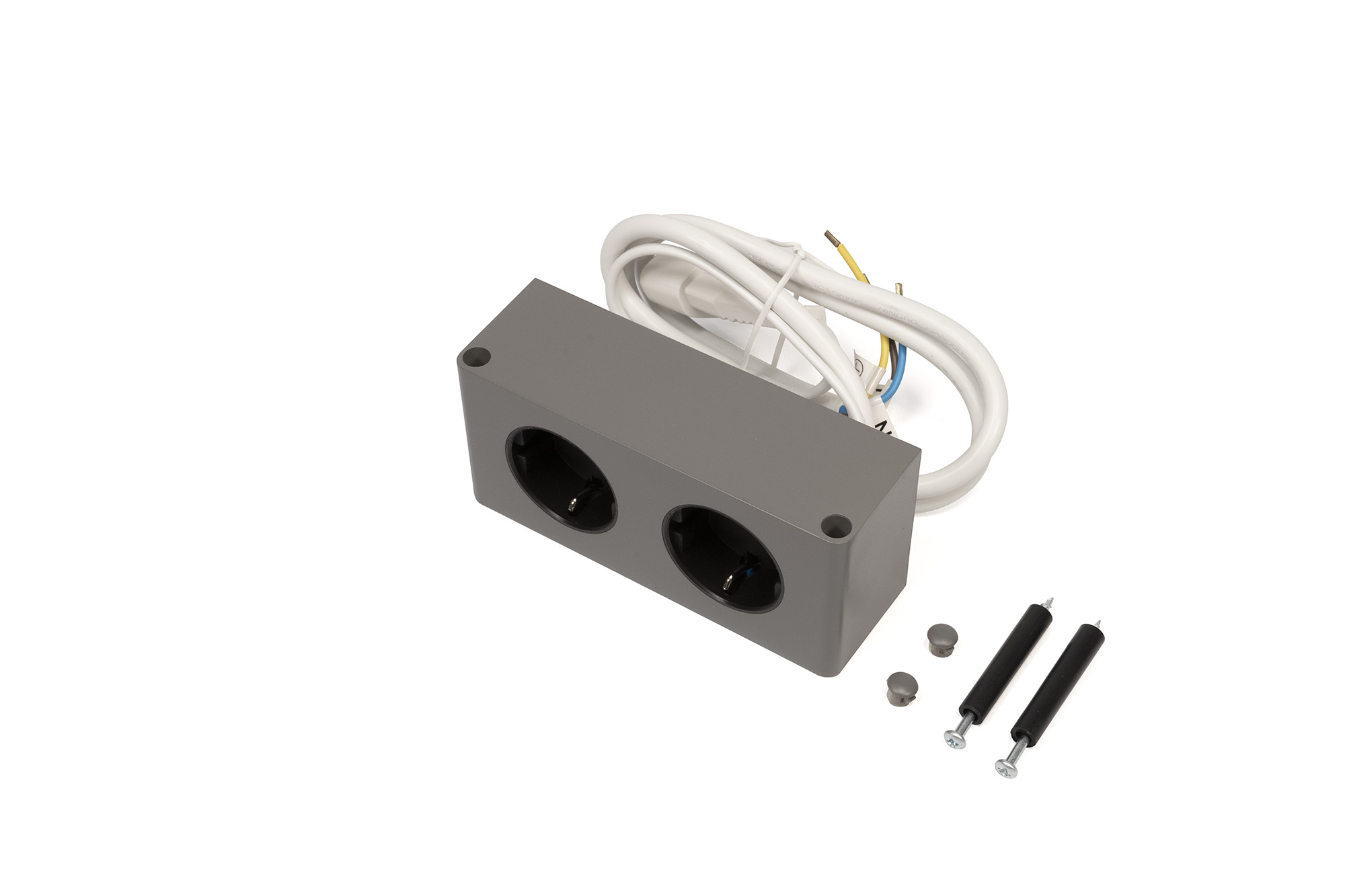 L&S Doppel-Steckdosen DE 230 V 140,5x63,8 grau