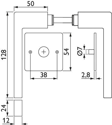 HERMAT Drückergarnitur ohne Schlüsselrosette MAG TEMPTATION 1682.MAG/2611.FL, Materialkombination
