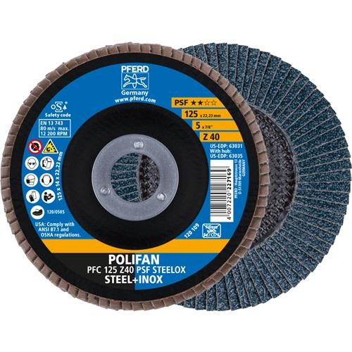 PFERD Fächerscheibe POLIFAN Z PSF STEELOX D.125mm K.40 kon.STA/INOX ZK PFERD