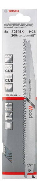 BOSCH Säbelsägeblatt S 2345 X, Progressor for Wood, 5er-Pack