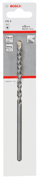 BOSCH Betonbohrer CYL-3, 6 x 90 x 150 mm, d 5,5 mm, 1er-Pack