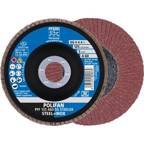 PFERD Fächerscheibe POLIFAN A SG STEELOX D.125mm K.60 fl.INOX NK PFERD