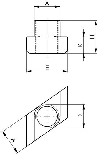 AMF T-Nutenstein Nr.510 T-Nut 20mm M18 rhombisch AMF AMF T-Nutenstein Nr.510 T-Nut 20mm M18 rhombisch AMF