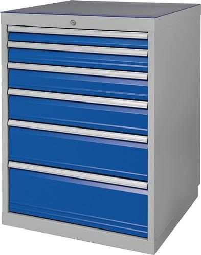 Schubladenschrank H1019xB705xT736mm lichtgrau/signalblau 6 Schubl.