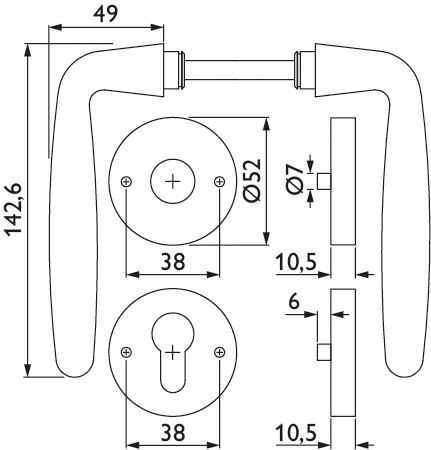 HERMAT Drückergarnitur mit Rosetten DREAM 1931/2036.K, Edelstahl