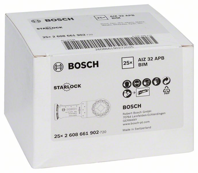 BOSCH BIM Tauchsägeblatt AIZ 32 APB, Wood and Metal, 50 x 32 mm