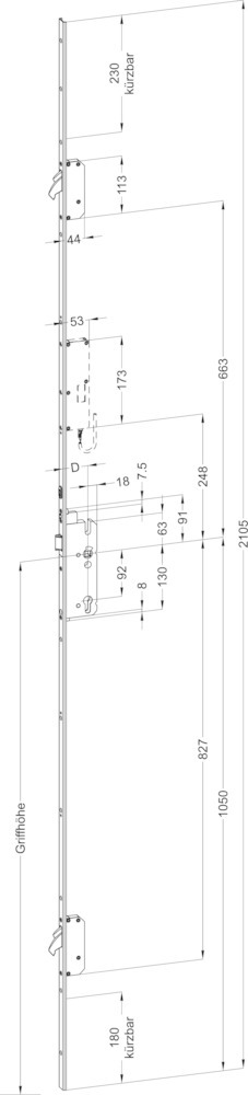 WINKHAUS Selbstverriegelnde-Mehrfachverriegelung STV AV3OR-U2460 M2 A9, 8/92, Stahl 5035958