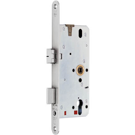 BKS Panik-Einsteckschloss für einflügelige Türe mit Obenverriegelung B 2130, rund, 9/74 mm, Edelstahl