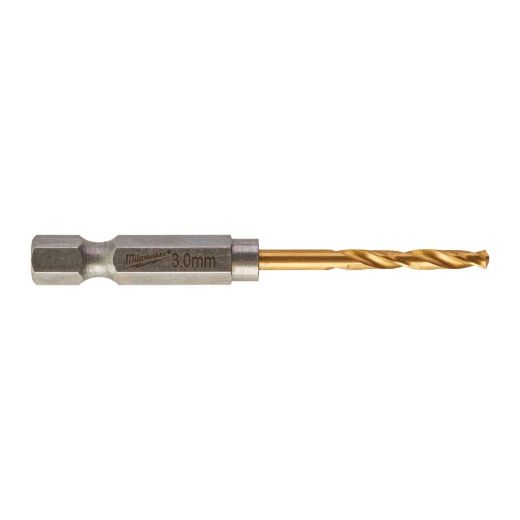 MILWAUKEE 3,0 x 65 mm SHOCKWAVE Metallbohrer HSS-G RED HEX Titan 1/4" 10er Pack