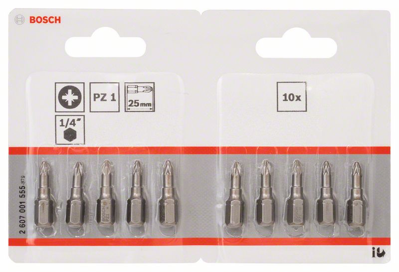 BOSCH Schrauberbit Extra-Hart PZ 1, 25 mm, 10er-Pack