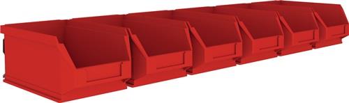 MAUSER Sichtlagerkastenset H75xB602xT180mm STA verz.m.Sichtlagerkästen 6xMK5 rot MAUSER
