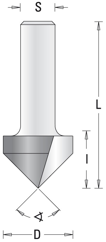 GUHDO HW-V-Nutfräser Z2 S8 D16 90° l=12,7 L=45