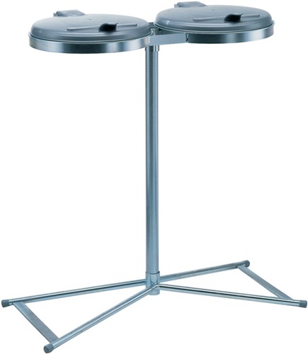 VAR Abfallsammler H980xB850xT480mm 120l Deckel silber stationär 2-fach