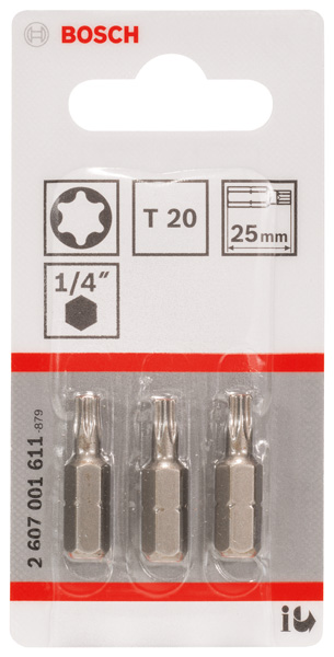 BOSCH Schrauberbit Extra-Hart T20, 25 mm, 3er-Pack