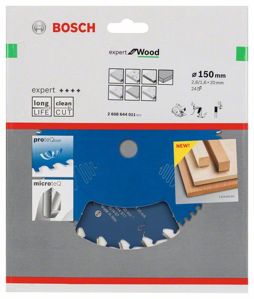 BOSCH Kreissägeblatt Expert for Wood, 150 x 20 x 2,6 mm, 24