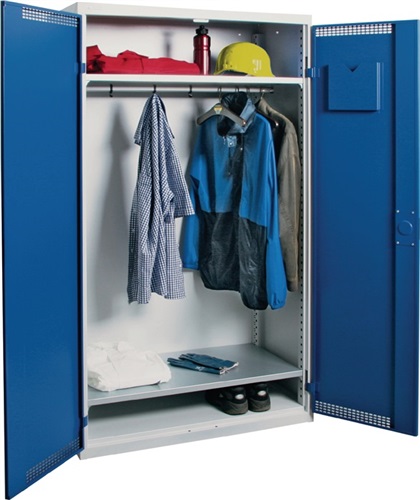 STUMPF Garderobenschrank 2 Fachböden H1800xB1000xT500mm lichtgrau/enzianblau 1Abt.