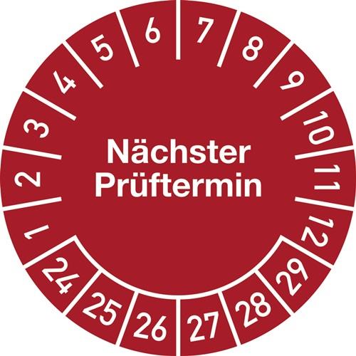 Nordwest Mehrjahresprüfplakette D.20mm Nächster Prüftermin 2024-2029 Folie Btl.a 100 St.