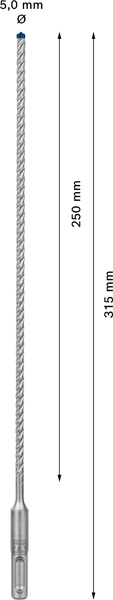 BOSCH EXPERT SDS plus-7X Hammerbohrer, 5 x 250 x 315 mm. Für Bohrhämmer