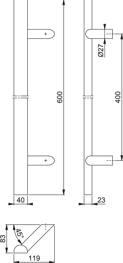 HOPPE® Stoßgriff E5092, Edelstahl, 11841394