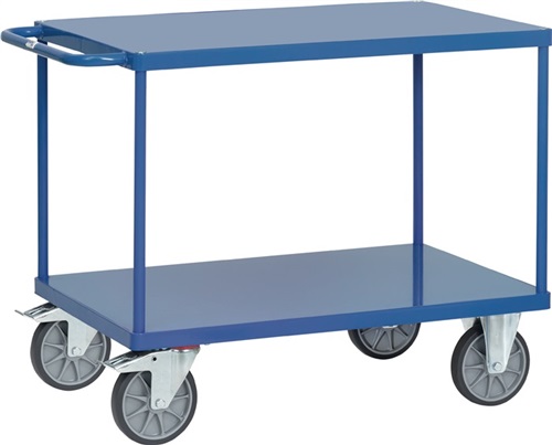 FETRA Tischwagen 2 Ladeflächen L850xB500mm brillantblau Trgf.500kg