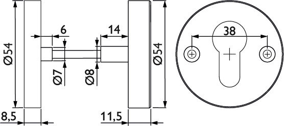 HERMAT Paar Schutz-Schlüsselrosette 2073.S, Edelstahl